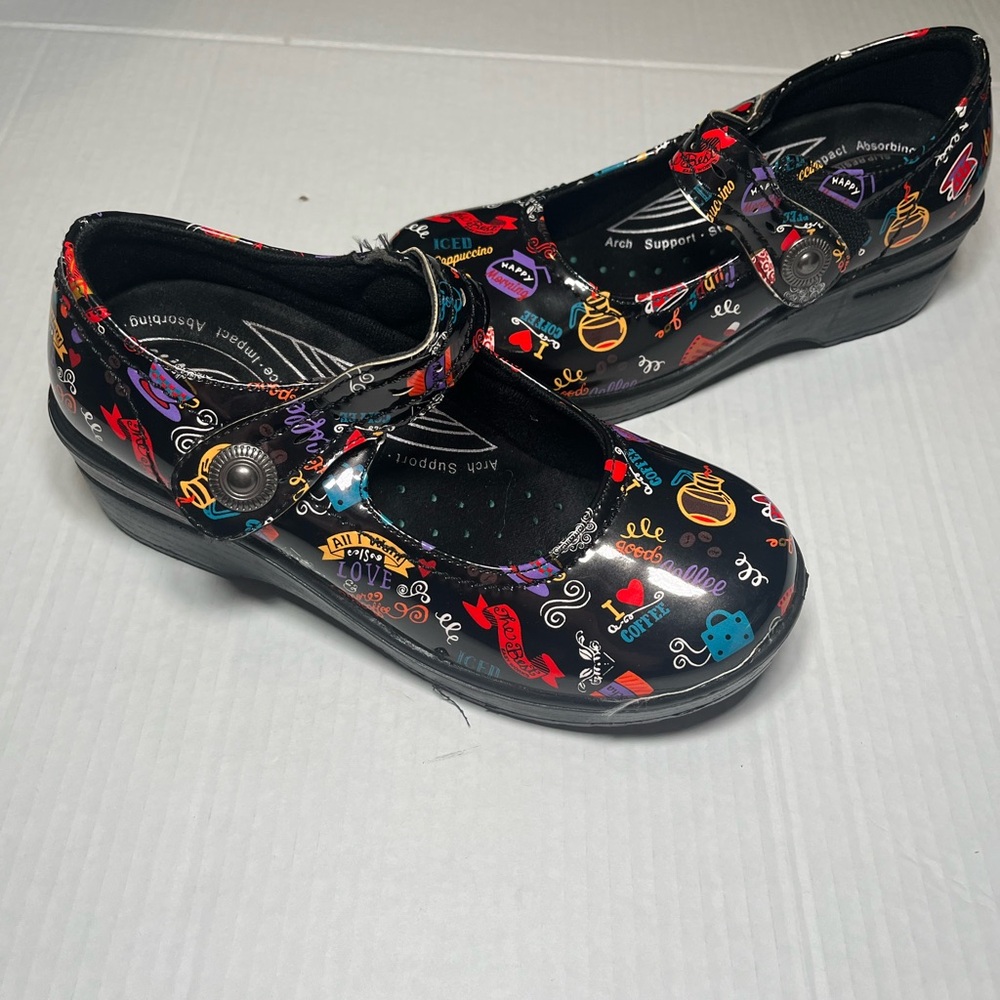 Easy Works By Easy Street Mary Jane Clogs Hot Coffee Sz 7 M